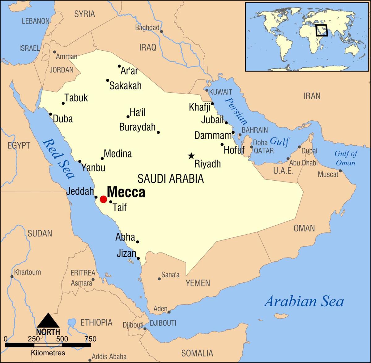 kaart van hijra pad Makkah