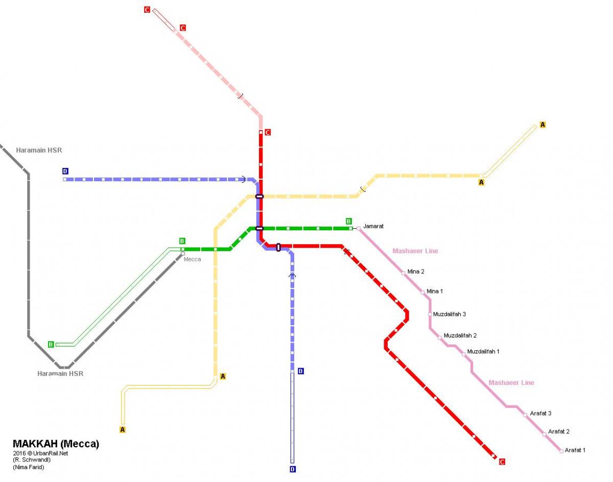 kaart van Mekka metro 