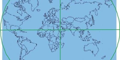 Kaart van die Kaaba is by die sentrum van die wêreld 